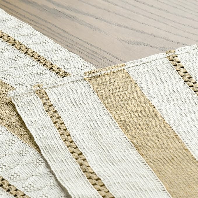 Artoid Mode Burlap Brown Farmhouse Woven Rustic Table Runner, Seasonal Holiday Hollow Kitchen Dining Table Decoration for Home Party Decor 12x90 Inch
