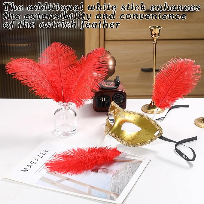 SOGUGOM Red Craft Ostrich Feathers - 30PCS 8-10 inch Ostrich Feathers Kit for Centerpieces, Kindergarten Crafts, Dream Catchers and DIY Projects(Red)