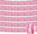 6 Pack 10 Feet Pink Foil Fringe Garland Metallic Tinsel Streamers Banner Wall Hanging Curtain Backdrop for Parade Floats, Birthday, Graduate, Mother's Day, Wedding Party Decoration