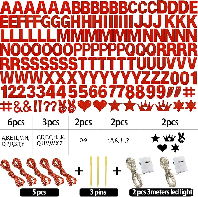 167Pcs DIY Glitter Customizable Banner Kit Happy Birthday Custom Letter Banners Happy Valentine's Day Banners Love Heart Personalized Banner Decor Birthday Party Decorations Supplies(Glitter Red)