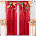 ShinyBeauty Red Sequin Backdrop | 2 Panels 4FTx8FT | Sparkly Wedding & Christmas Photo Background | Elegant & Dense Mesh Fabric | 96 Inches Long Booth Backdrops
