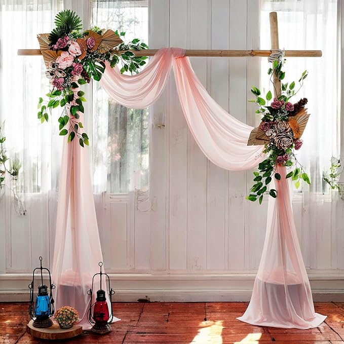 MDS Halloween Chiffon Draping Fabric - 2 Panel, 30" Wide x 50ft Long - Sheer Spooky Arbor & Canopy Drapery for Haunted House Backdrops, Party Ceilings, DIY Costumes & Themed Events - Dusty Rose