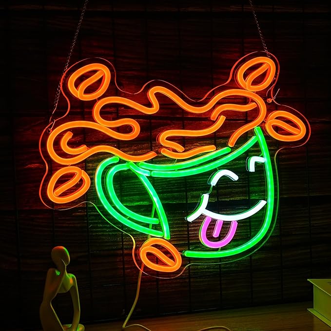 Coffee Neon Sign LED Cafe Light up Sign for Business Wall Decor USB Cute Coffee Cup Neon Light for Cafe Bar Shop Restaurant (16.5 * 12.9 In)