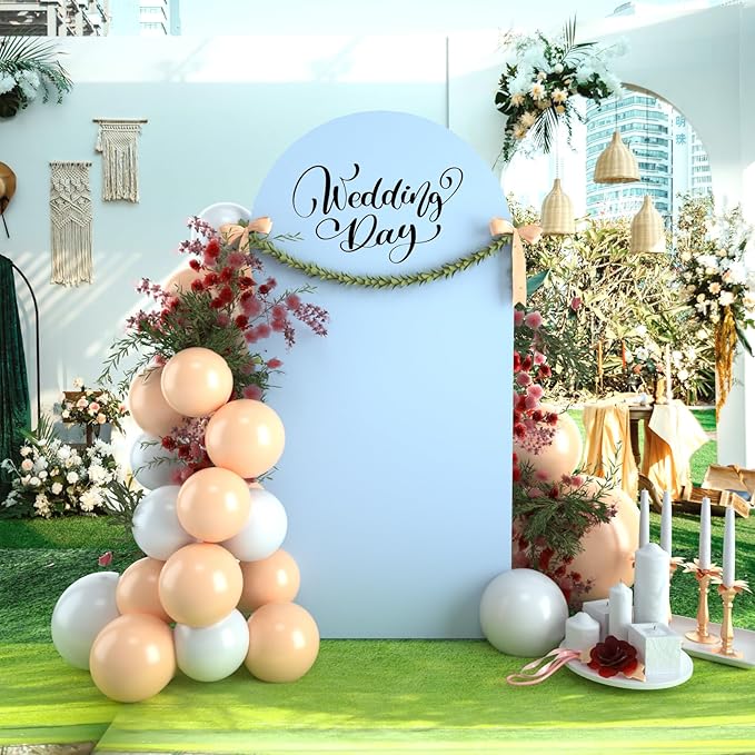 bricia Wedding Arch Backdrop Stand Cover, 6.6FT Double Sided Stretchy Arch Cover Fitted Wedding Birthday Party Banquet Decoration (Bluemist 79.2''Lx39.6''W)