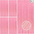 5 Pack Pink Tinsel Curtain Party Backdrop Foil Fringe Light Pink Halloween Baby Shower Valentines Wedding Birthday Decorations for Women