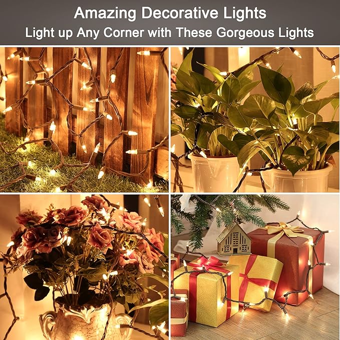 Clear Christmas Lights, 69.6ft 300ct Incandescent Christmas Lights, Connectable Outdoor Mini Tree Light Xmas Fairy Light, 120V UL Certified Indoor String for Xmas Party Birthday, Warm White