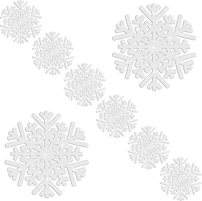 30Pcs Snowflake Paper Placemats Christmas Sliver Glitter Disposable Place Mats Winter Round Sparkle Decorative Table Chargers Xmas Snowflake Decoration for Holiday Festival Dining Tableware
