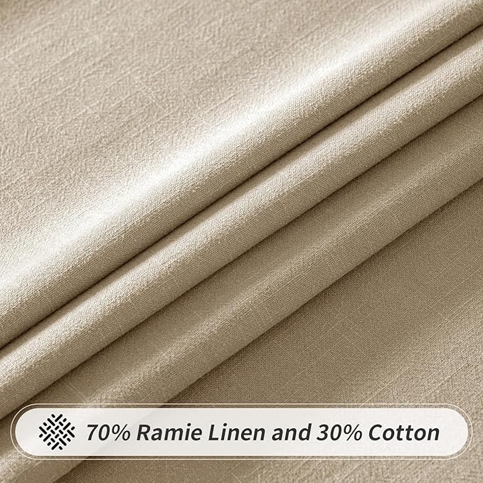 MIULEE Natural Linen Cotton Blend Tablecloth Rectangle, Luxury Waterproof Stain Resistant Durable Farmhouse Oblong Table Cloth for Dining Party Christmas Weddings Birthday, 52 x 84 inch, Ivory Cream