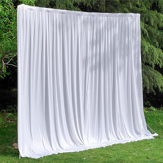 2 Pack White Backdrop Curtain for Wedding Photo Photoshoot Birthday Party Christmas Decorations (60" W x 120" L (Pack of 2))