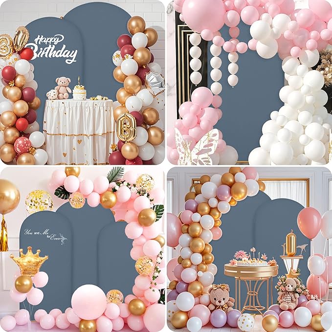 Wedding Arch Covers Arch Backdrop Cover Arch Stand Covers 7.2FT 6.6FT 6FT Set of 3 Arch Cover Spandex Fabric Stretchy Backdrop for Wedding Birthday Party Decoration Baby Shower (Dusty Blue)