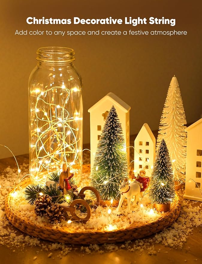Minetom 30 Pack Fairy Lights Battery Operated String Lights, 8 Modes & Timer, 7ft 20LED Waterproof Silver Wire Twinkle Lights, Firefly Starry Moon Lights for Mason Jars DIY Christmas Wedding