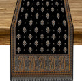 Vintage Paisley Table Runner, Boho Brown Black Flowers Leaves Print Table Runner for Home Dining Kitchen Table Party Wedding Decor, 13x60inch