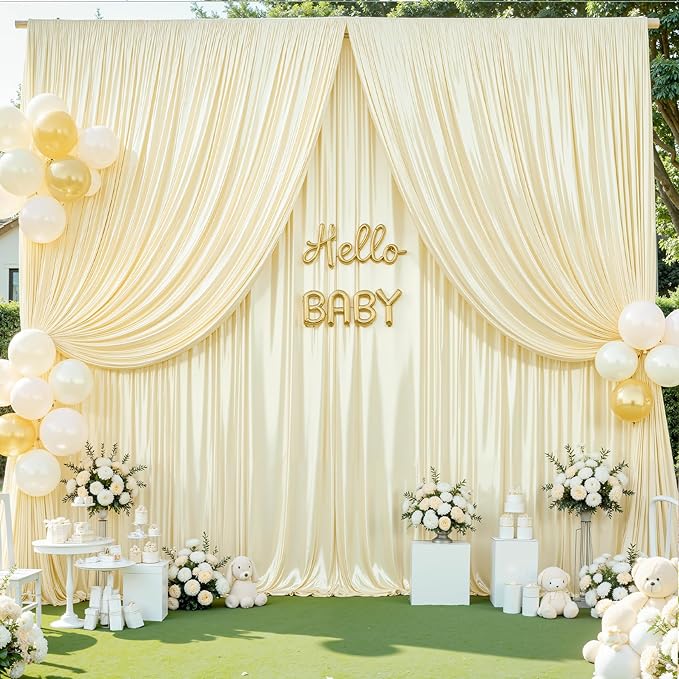10x10 ft Champagne Glitter Backdrop Curtain for Parties, Wrinkle Free Glitter Photo Backdrop Drapes 2 Panels 5x10FT Shimmer Back Drop Cloth for Wedding Birthday Stage Photography Background Decor