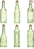 Assorted Green Glass Bottles with Corks, 6 Pack, 2.5in X 9in, 16oz
