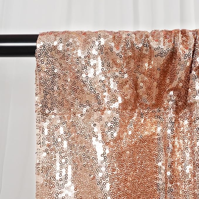 SquarePie Sequin Backdrop Curtain Not See Through Thick Background for Party 4FT x 8FT Rose Gold