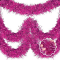 25 Feet Fuchsia Christmas Tinsel Garland, Metallic Foil Twist Banner Wall Hanging Tinsel Streamers Backdrop for Parade Floats, Christmas, Mother's Day, Birthday Party Decorations(4in x 25ft)