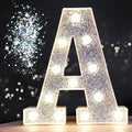 Pooqla Light Up Letters, LED Marquee Letters for Silver Birthday Decorations, Battery Powered Night Light Teenager Girl Room Decor, Gift for Girls Boys Wedding Bedroom Christmas Party Decor, Letter A