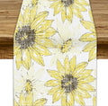 Chrysanthemum Vintage Floral Table Runner, Elegant Grunge Gray Sunflower Spring Summer Elegant Pattern Artichokes Flower Table Runner for Party Kitchen Dining Living Room Decor, 13x36 Inch