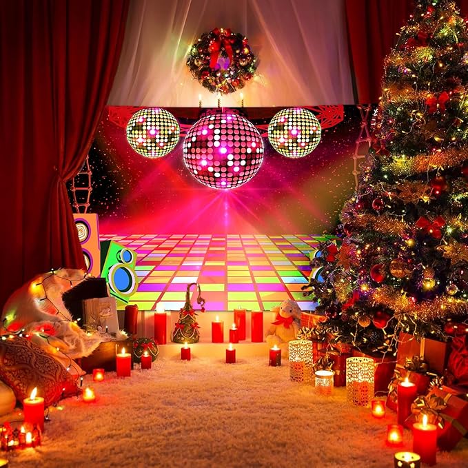 Dance Party Backdrop Retro 80s 90s Theme Stage Dance Ball Music Birthday Party Decoration DJ Photography Background 6 x 4 ft for Baby Shower Picture Photo Shoot Polyester Fabric, Green