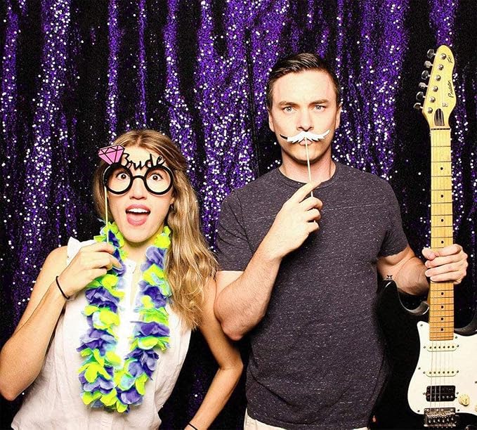 JYFLZQ Purple Sequin Backdrop Curtains 10ft x 10ft 1 Panel Glitter Photo Booth Backdrops Sparkly Photography Background Drapes for Parties Wedding Bridal Showers