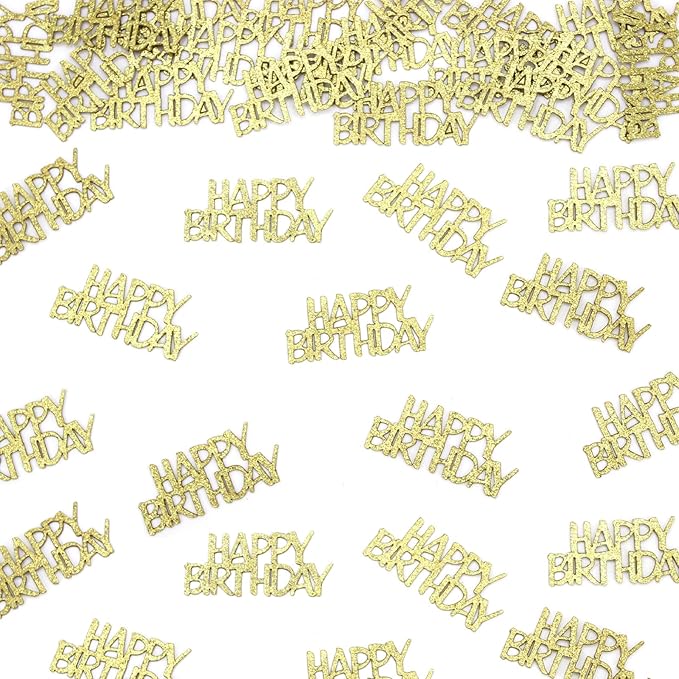 Gold Happy Birthday Confetti for Tables Glitter Birthday Party Table Scatters for Adult/Kids Birthday Anniversary DIY Crafts Party Supplies 100PC