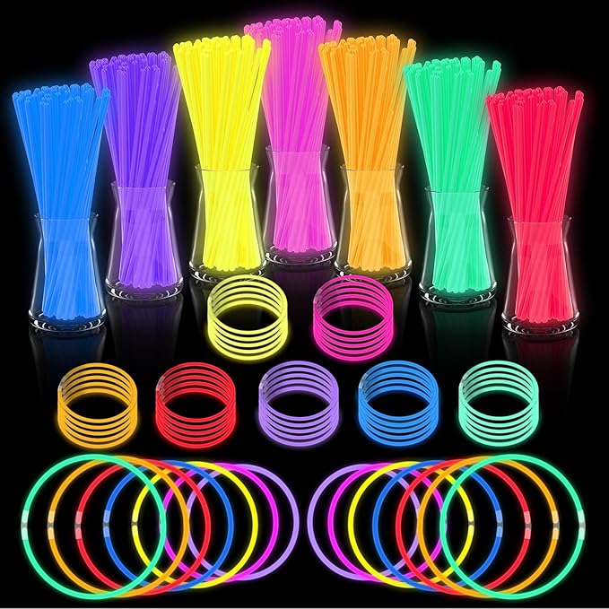 Halloween Glow Sticks Bulk Party Pack- Ultra Bright 800pk Glow in the Dark Party Favors, Glow Decorations, Neon Party Glow Necklaces and Glow Bracelets with Connectors