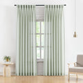 Vision Home Pinch Pleated Semi Sheer Curtains Textured Linen Blended Light Filtering Window Curtains 84 inch for Living Room Bedroom Pinch Pleat Drapes with Hooks 2 Panels 40" Wx84 L,Soft Green