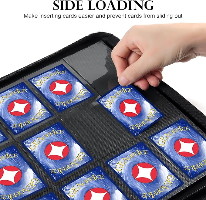 GEAoffice 12 Pocket Card Binder for 720 Cards, Premium Sturdy Baseball Card Holder Album, Ringless Side Loading Collection Binder for MTG, TCG, Game & Sports Cards, Non-PVC, Navy Blue