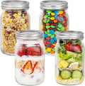 MirthMood 32 OZ Wide Mouth Mason Jars, 4 PACK Glass Mason Jars with airtight Lids, Quart mason jars wide mouth for Fermenting, Pickling, Freezing, Preserving, Meal Prep, Jar Décor