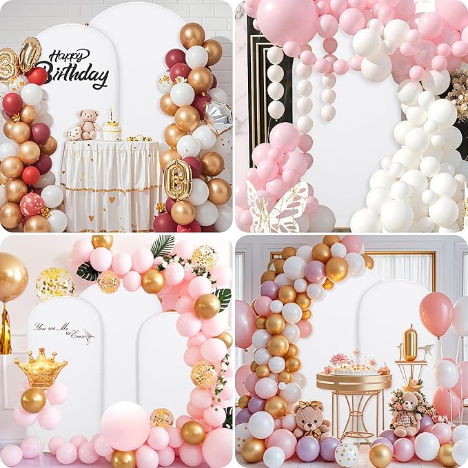 6.6FT Wedding Arch Covers Arch Backdrop Cover Arch Stand Covers Set Arch Cover Spandex Fabric Stretchy Backdrop for Wedding Birthday Party Decoration Baby Shower (White, Cover Only)