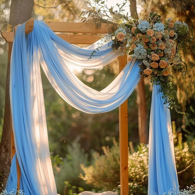Wokceer Wedding Arch Draping Fabric 2 Panels 28.7" x 20FT Dusty Blue Drapes Sheer Fabric Backdrop Arch Draping Fabric for Wedding Ceremony Birthday Party Bridal Shower Decoration