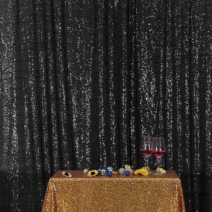 Eternal Beauty Black Sequin Backdrop, 20x10 Ft Halloween Glitter Background Curtains for Shimmer Photography Party Wedding Birthday Back Drop Decor