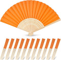 JOHOUSE 12 Packs Paper Folding Hand Fans, 8.3 Inch Orange Paper Fans Handheld Decorative Accessories for Wedding, Outdoor Party Favors, Bridal Shower DIY Decoration Photography Props