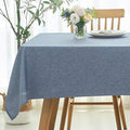 maxmill Linen Texture Tablecloth Water Resistant Antiwrinkle Spillproof Wipeable Washable Soft Fabric Table Cloth for Dining Room, Buffet Banquet Party Holiday, Rectangular 60 x 108 Inch, Demin Blue