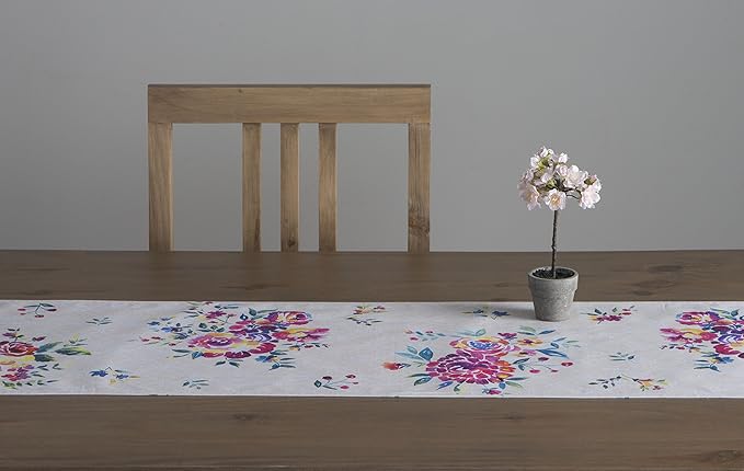 Maison d' Hermine Table Runner 100% Cotton Double Layer Table Runners 72 inches Long Decorative for Kitchen Dining Party Baby Shower Wedding Bridal Shower Spring Summer (Rose Garden, 14.50" x 72")