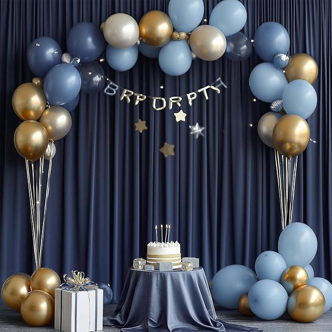30ftx12ft Wrinkle Free Navy Blue Backdrop Curtain, 6 Panels 12FT Height Navy Blue Wedding Backdrop Drapes, Silky Polyester Back Drop Cloth for Birthday Photography Background Party Backdrop Draping