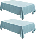 Fitable Faux Linen Tablecloths Rectangle 60 x 120 Inch - 2 Pack Waterproof Table Clothes for 8 Foot Tables, Turquoise Flax Look Kitchen Table Covers for Farmhouse, Dining, Party, Banquet, Buffet