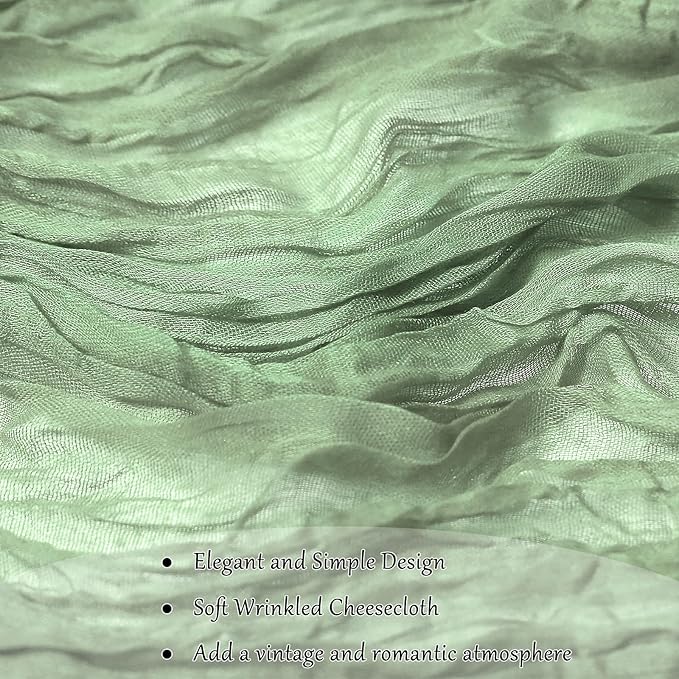 10-Pack Sage Green Cheesecloth Table Runners – 10FT (35x120 Inch) Boho Rustic Gauze Fabric Cheese Cloth Table Runner for Weddings, Baby Showers, Bridal Shower, Farmhouse & Birthday Party Decor