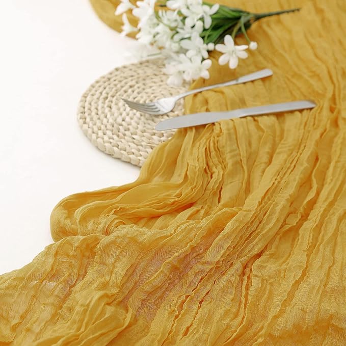 12 Pack Cheesecloth Table Runner, Runner Gauze Boho Wedding Decor Romantic Table Runner for Wedding Birthday Party(35" x 118")(Ginger)