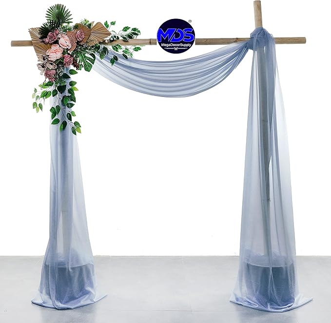 MDS Halloween Chiffon Draping Fabric - 2 Panel, 30" Wide x 75ft Long - Sheer Spooky Arbor & Canopy Drapery for Haunted House Backdrops, Party Ceilings, DIY Costumes & Themed Events - Dusty Blue
