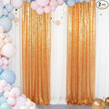 ShinyBeauty Gold Sequin Curtain Backdrop 2 Panels 4FTx8FT Photo Curtain Backdrop Curtain Panels 96 Inches Long -190522E
