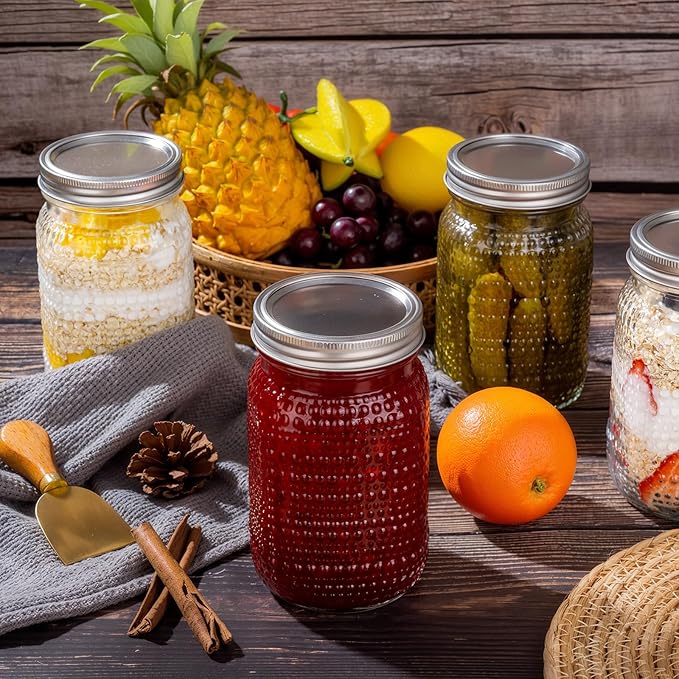 WELLIFE Mason Jars 32 oz, 2 Pack Quart Mason Jars Wide Mouth for Pickling, Canning, Fermenting and Food Storage, Microwave & Dishwasher Safe