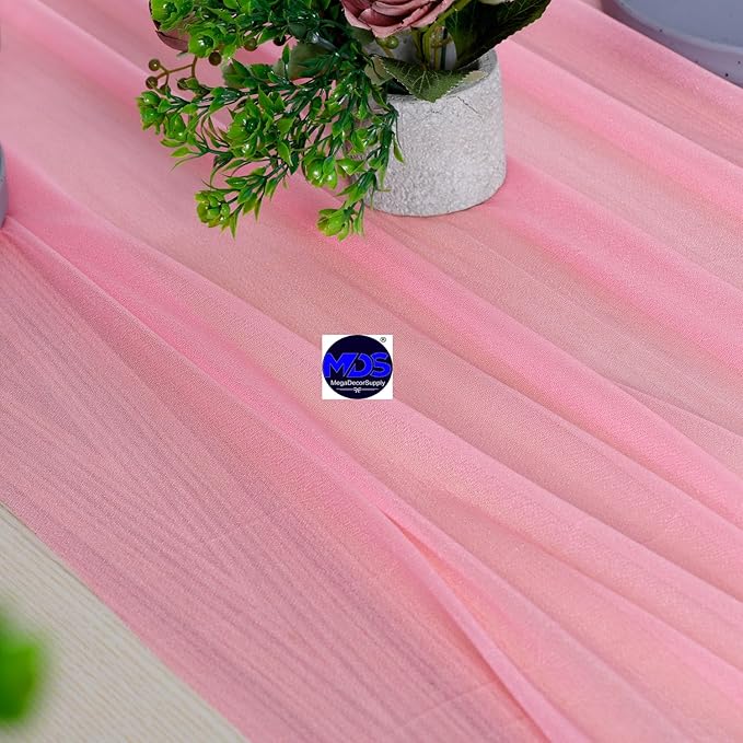 MDS Halloween Chiffon Table Runner - 25 Pack, 29 x 170 Inches, 14ft Each - Sheer Spooky Table Runners for Haunted House Parties, Trick-or-Treat Tables, Witchy Décor, Wedding & Events - Coral