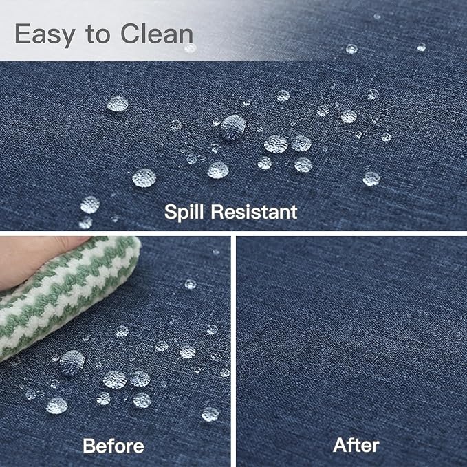 maxmill Rectangle Linen Texture Tablecloth Stain Proof Waterproof Wrinkle Free Washable Dining Table Cloth Wipeable Fabric Table Cover for Dining Room Farmhouse Tablecloths, 60 x 120 Inch, Navy Blue