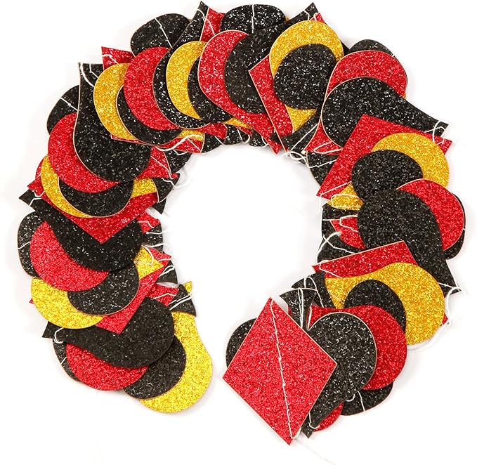 Red-Black Gold Casino Party-Decorations Streamers-Garland - 52ft Poker Theme Hanging Paper Banner,Adults Game Night Birthday Wedding Bachelorette Decor Hugfond