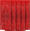 5 Pack Red Fringe Backdrop Curtains 3.2ft x 8.2ft Tinsel Foil Fringe Curtains Tinsel Backdrop Streamers for Birthday Party Decoration Christmas New Year Party Decorations (Red)