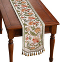 patdrea Designer Elegant French Floral Velvet Table Runner, Fresh Green with Orange Blossoms Pattern Table Mat, Decoration for Kitchen Dining Coffee Table Cabinet Banquet Thanksgiving,12"*102"
