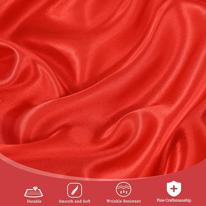 fani 6 Pack 120 Inch Red Satin Tablecloth - Premium Bright Silky Round Tablecloth Overlay Smooth Fabric Table Cover, Table Decoration for Wedding Party Banquet Events Restaurant Kitchen Dining