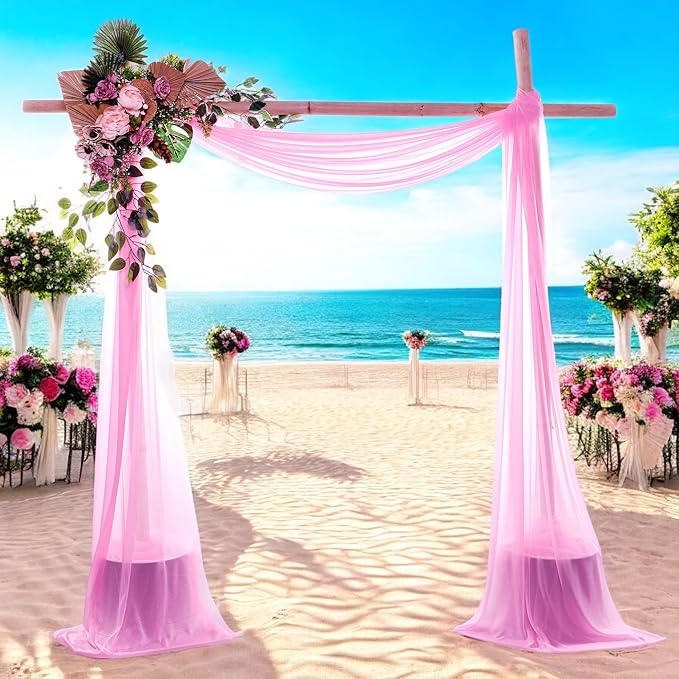 MDS Halloween Chiffon Draping Fabric - 1 Panel, 30" Wide x 75ft Long - Sheer Spooky Arbor & Canopy Drapery for Haunted House Backdrops, Party Ceilings, DIY Costumes & Themed Events - Bubblegum Pink