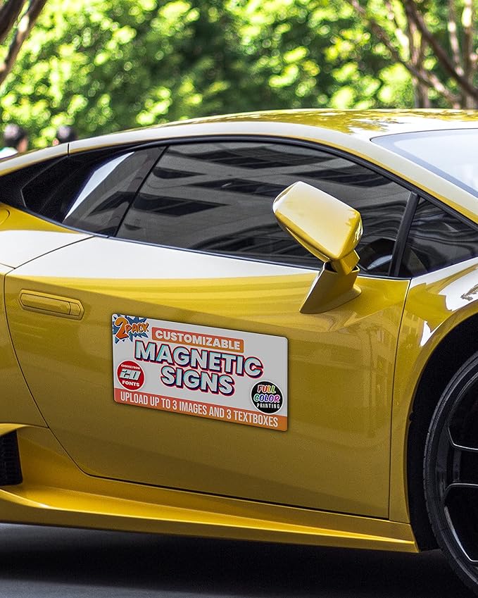 2-Pack,12"x24" Custom Magnet Signs in Full Color for Business and Advertising, 30 mil Customized Vinyl Car Magnets, Personalized Magnetic Sheets for Company Storefront & Vehicles (Rounded Corners)